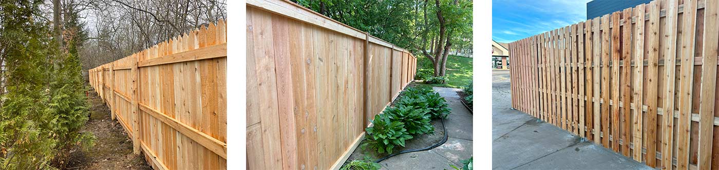 A collage of the work we've done as a fence builder.